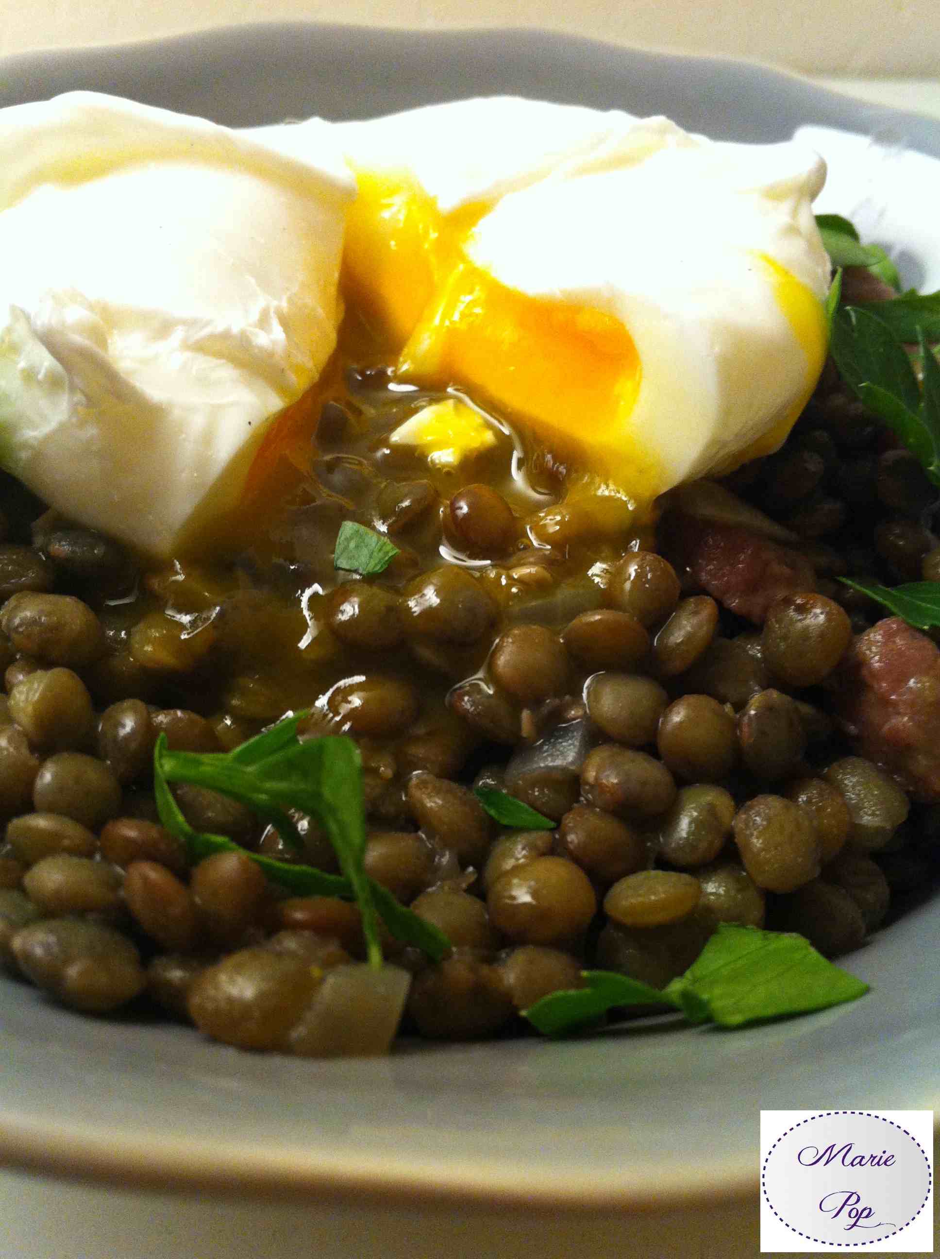 Salade de lentilles et son oeuf poché - la recette