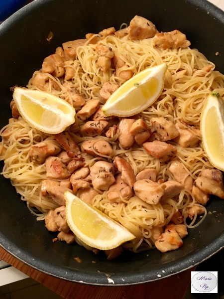 Poulet au citron et miel avec ses capellinis - la recette
